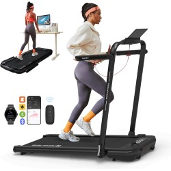 Mobvoi Home Treadmill SE 3 in 1 Foldable Treadmill for Home Walking Pad 2.5 HP Compact Portable folding Under Desk Running Machine with Remote Control LED Display for Home Office 12 km/h